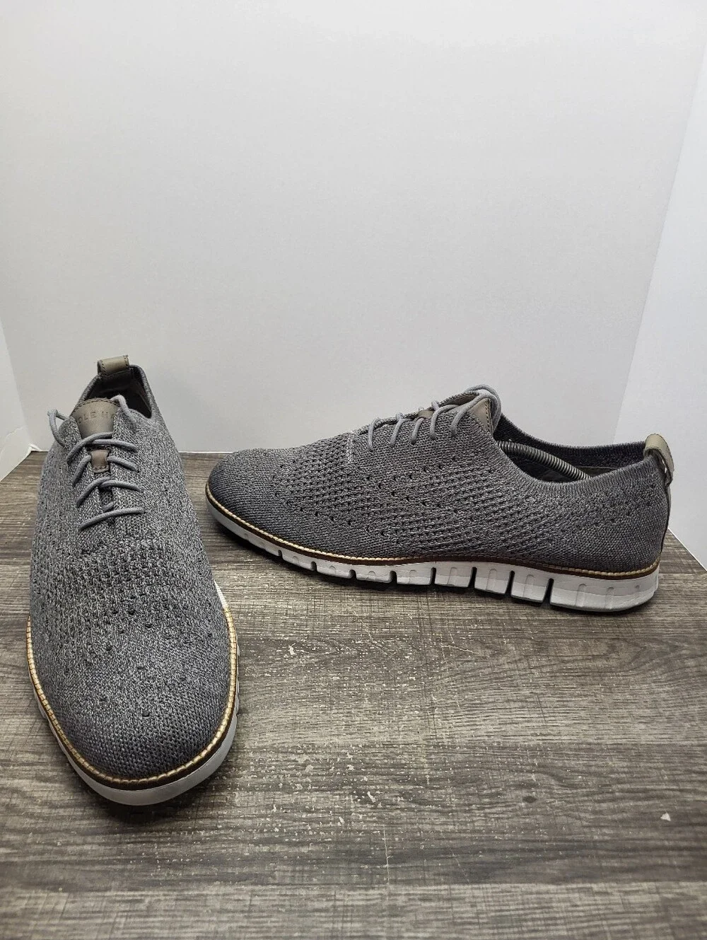 Cole Haan Zerogrand Stitchlite Gray Knit Sneaker Dress Shoes Men’s Size 13